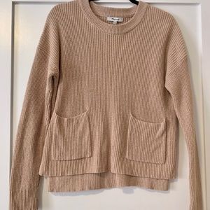 Madewell Tan sweater with front pocket/ Size M